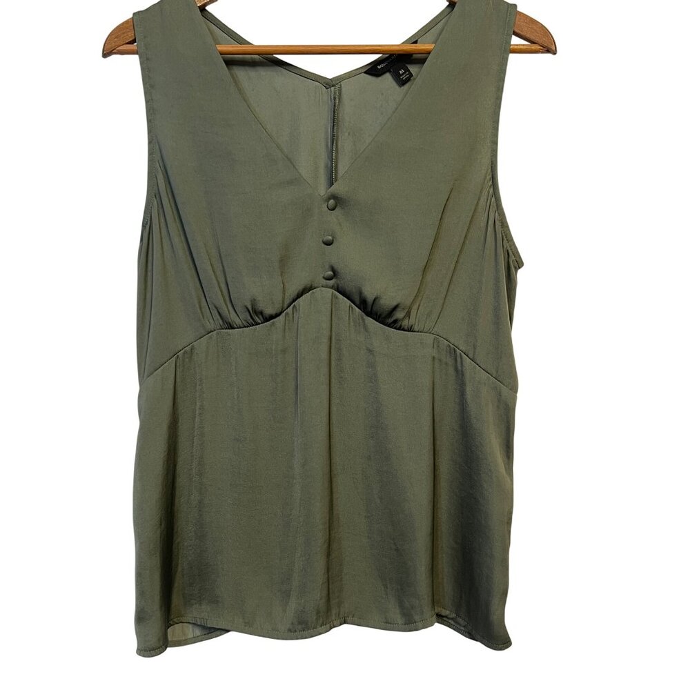 Banana Republic Women's Medium Babydoll Green Sleeveless V-Neck Top Layering